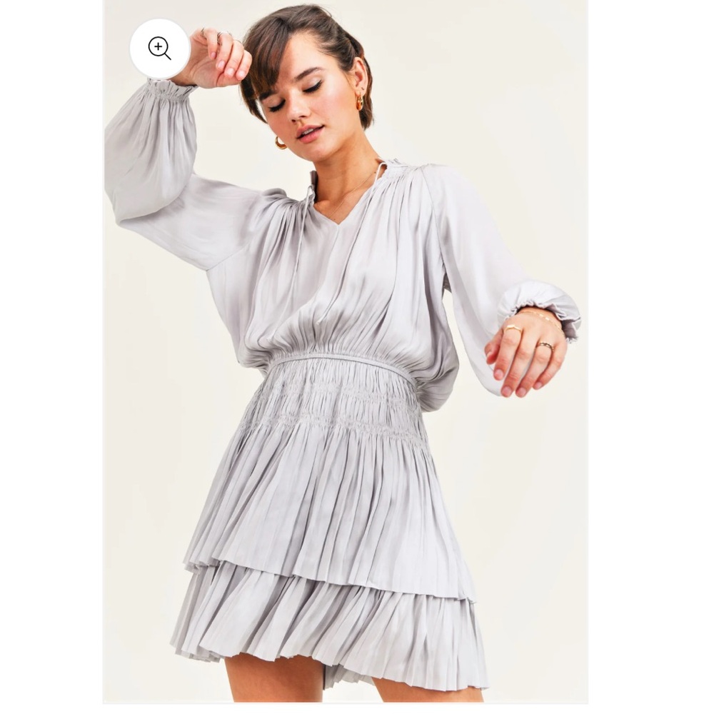 Chic Silver Women's Mini Dress Tiered and Rouched RESET Lana Dress